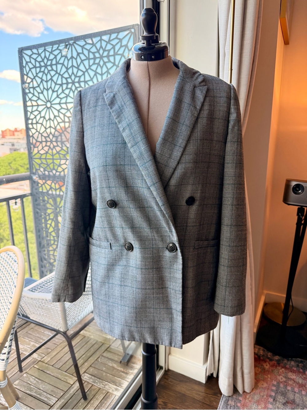 MADEWELL Caldwell Double-Breasted Blazer in Glen Plaid